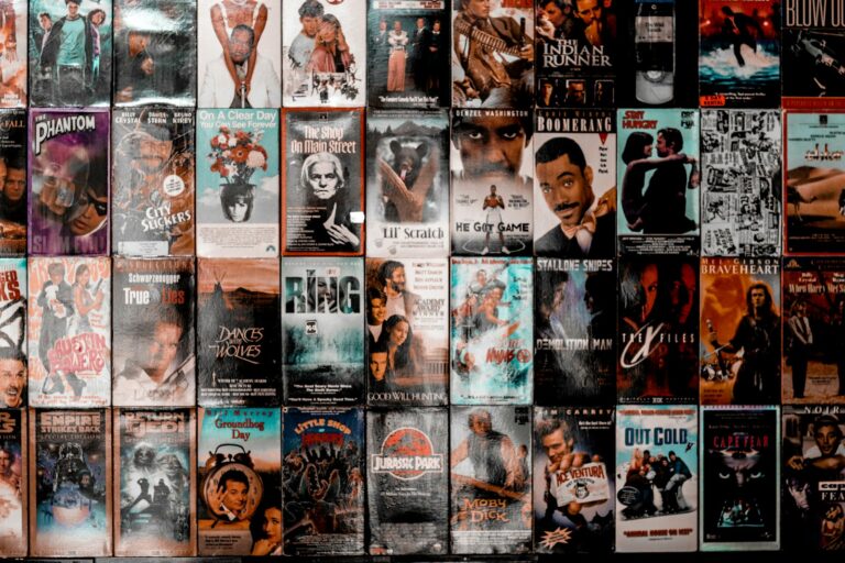 Cinema wall and film posters for an entertainment editorial